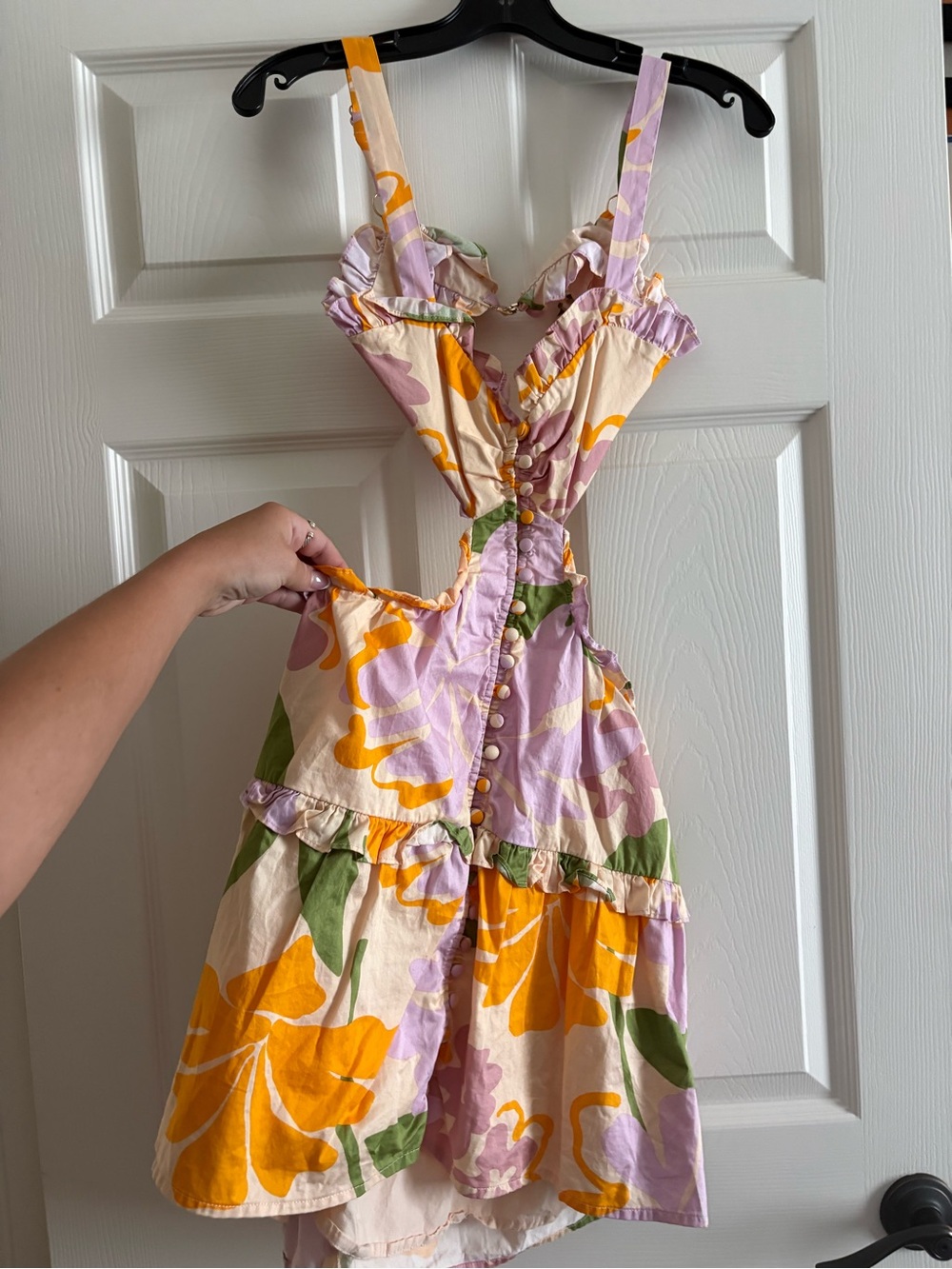 SABO Floral Ruffled Dress in Yellow & Lilac